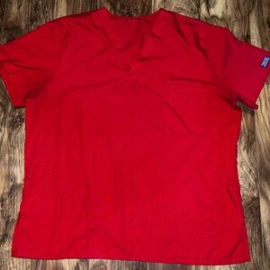 Cherokee Men's V-Neck Red Scrub Top